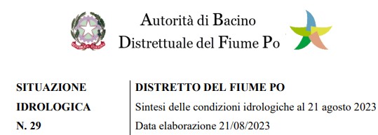 Distretto del fiume Po: caldo e cieli sereni, disponibilità idrica in calo. Prossimo weekend: temperature in calo e ritorno delle precipitazioni