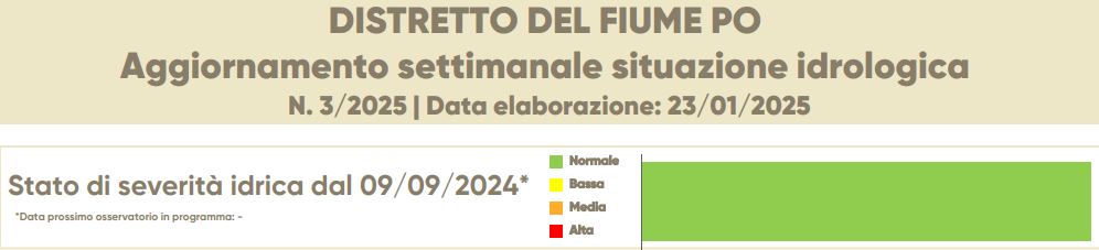 Aggiornamento settimanale situazione idrologica – 23/01/2025